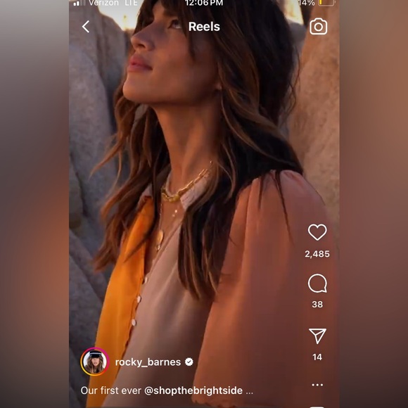 New The Bright Side Rocky Barnes Morning Light Lace Blouse Desert Sandstone sz L - Picture 9 of 10